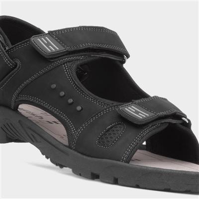 Mens Black Easy Fasten Sandal