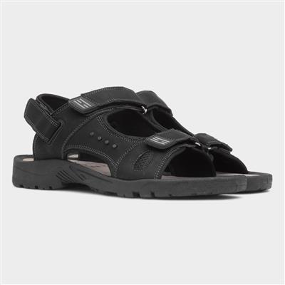 Mens Black Easy Fasten Sandal
