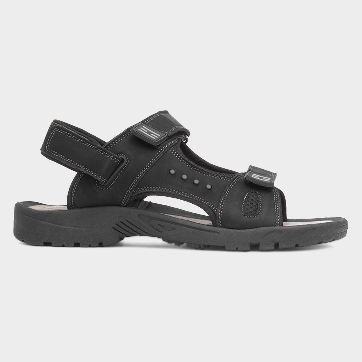 Mens Black Easy Fasten Sandal