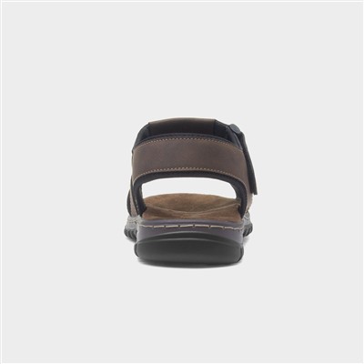 Mens Brown Easy Fasten Strappy Sandal