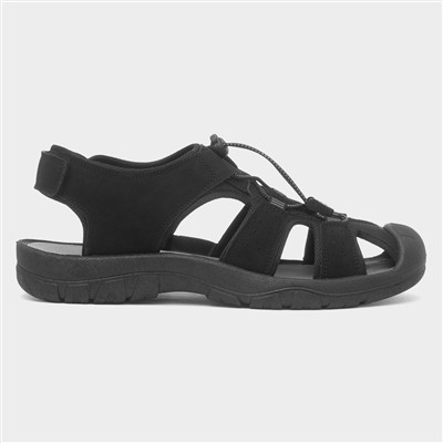 Mens Black Easy Fasten Fisherman Sandal