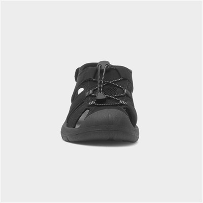 Mens Black Easy Fasten Fisherman Sandal