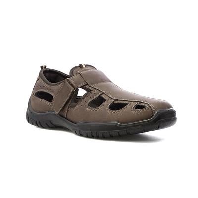 Mens Brown Touch Fasten Closed Toe Sandal