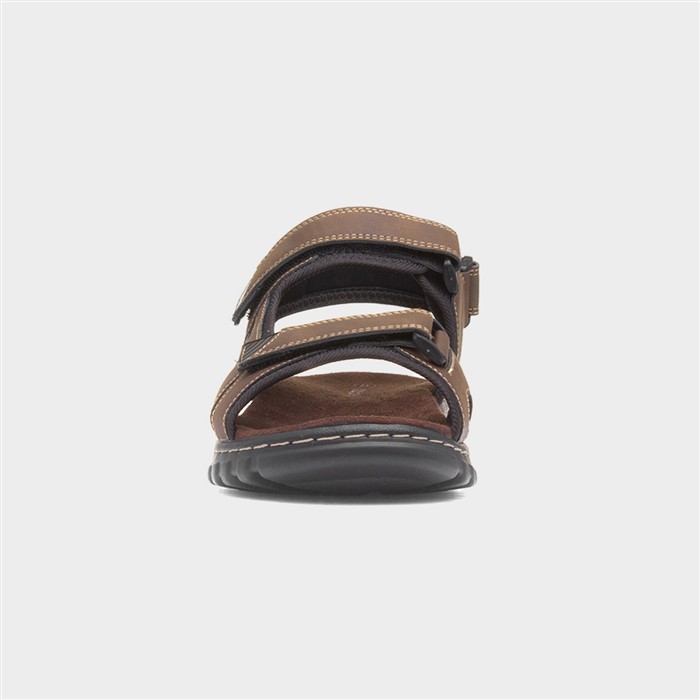Mens Brown Sport Triple Easy Fasten Sandal