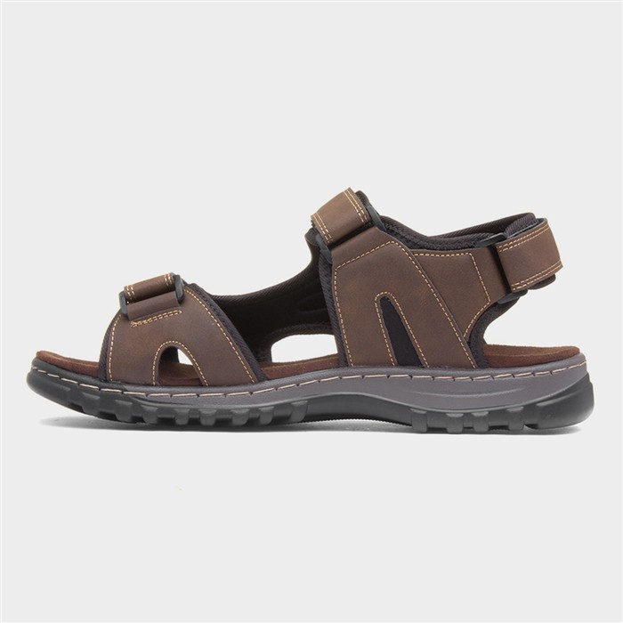 Mens Brown Sport Triple Easy Fasten Sandal