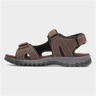 Mens Brown Sport Triple Easy Fasten Sandal