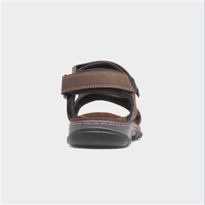 Mens Brown Sport Triple Easy Fasten Sandal
