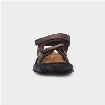 Avery Mens Brown Leather Sandals