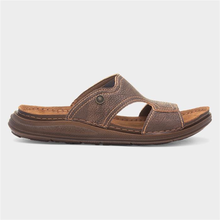Buena Mens Brown Slip On Mule Sandal