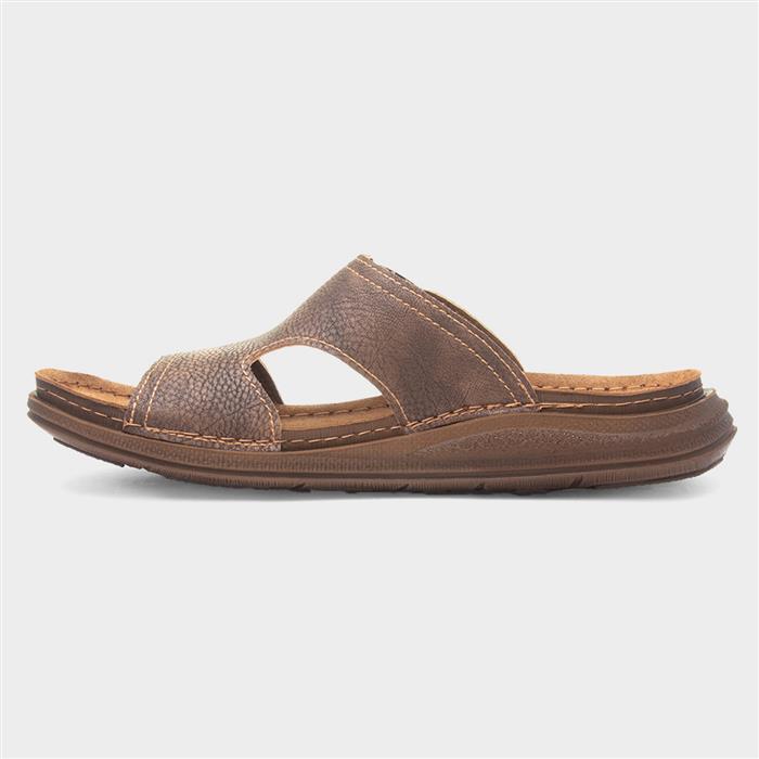 Buena Mens Brown Slip On Mule Sandal