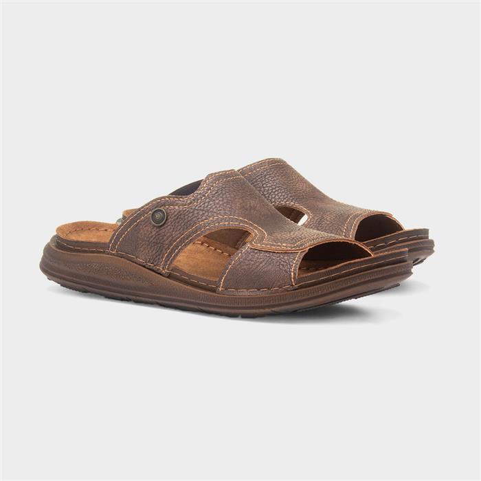 Buena Mens Brown Slip On Mule Sandal