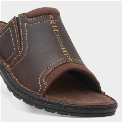 Yellowstone Mens Brown Leather Mule Sandal