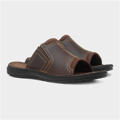 Yellowstone Mens Brown Leather Mule Sandal