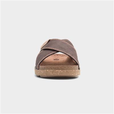 Aspect Mens Brown Cross Over Mule Sandal