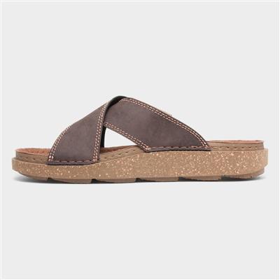 Aspect Mens Brown Cross Over Mule Sandal