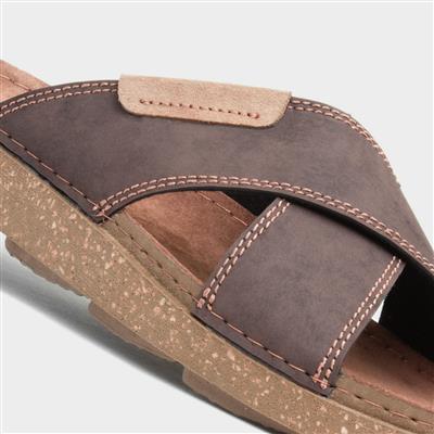Aspect Mens Brown Cross Over Mule Sandal