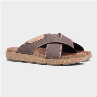 Aspect Mens Brown Cross Over Mule Sandal