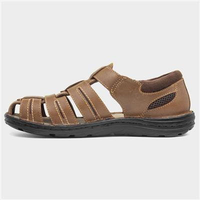 Albert Mens Tan Leather Closed Sandal