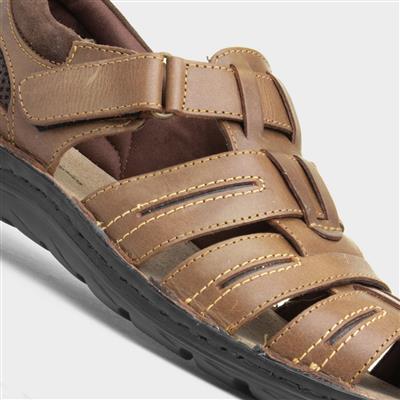 Albert Mens Tan Leather Closed Sandal