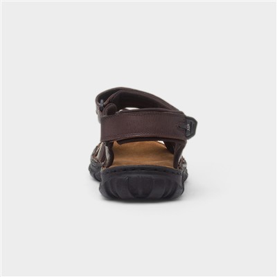 Avery Mens Brown Leather Sandal