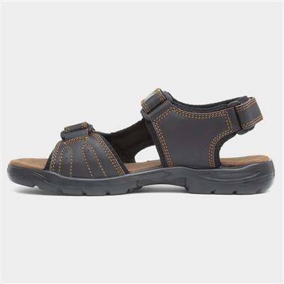 Bryson Mens Brown Leather Easy Fasten Sandal