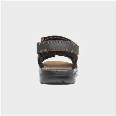 Bryson Mens Brown Leather Easy Fasten Sandal
