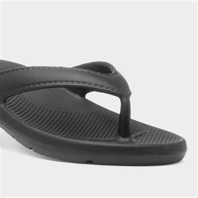 Mens Black EVA Toe Post Slip On Sandal