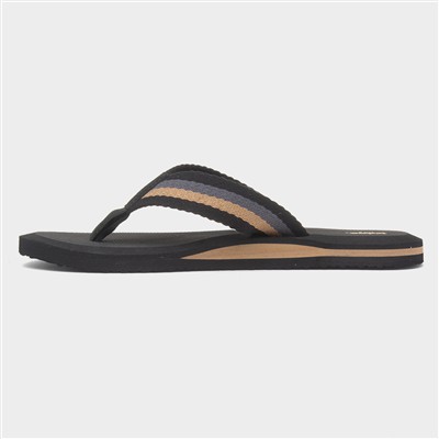 Tape Mens Black Toe Post Sandal