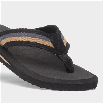 Tape Mens Black Toe Post Sandal