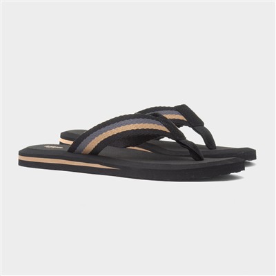 Tape Mens Black Toe Post Sandal