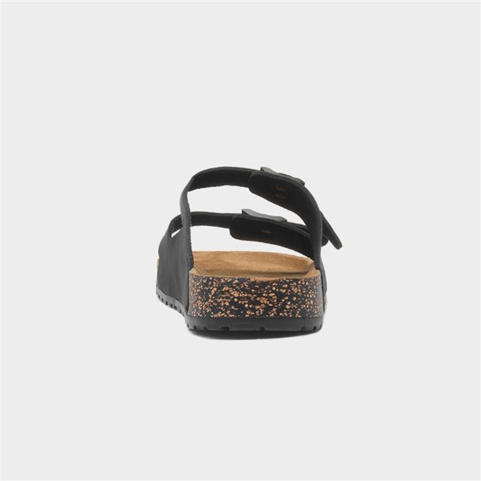 Mens Black Double Buckle Sandal