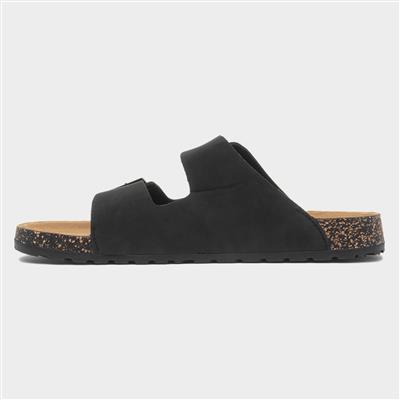 Mens Black Double Buckle Sandal