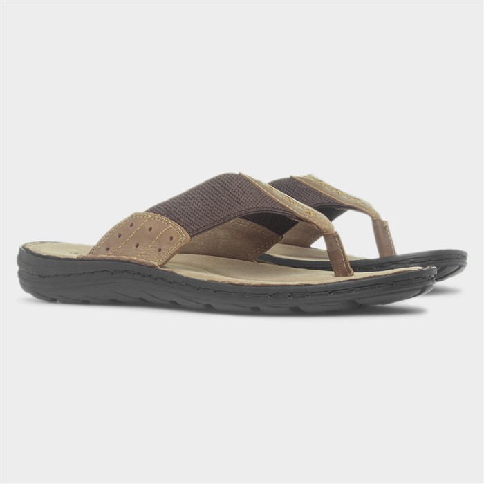 Alan Mens Tan Leather Toe Post Sandal