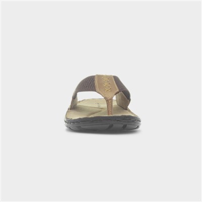 Alan Mens Tan Leather Toe Post Sandal