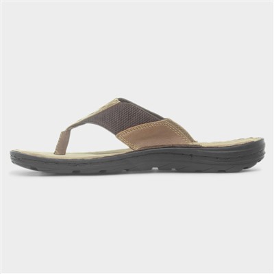 Alan Mens Tan Leather Toe Post Sandal