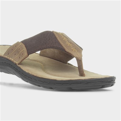 Alan Mens Tan Leather Toe Post Sandal