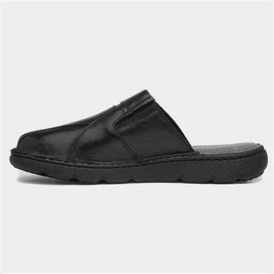 Carson Mens Black Mule Leather Sandal