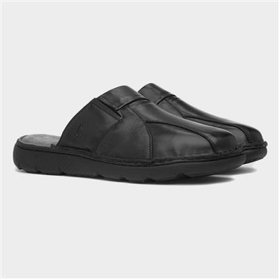 Carson Mens Black Mule Leather Sandal