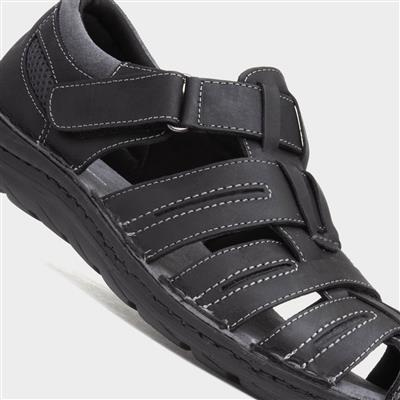Albert Mens Black Fisherman Sandal