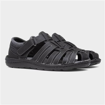 Albert Mens Black Fisherman Sandal