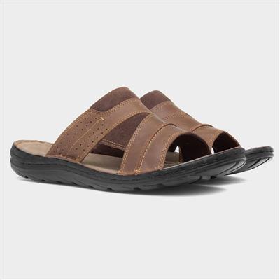 Archer Mens Tan Leather Mule Sandal