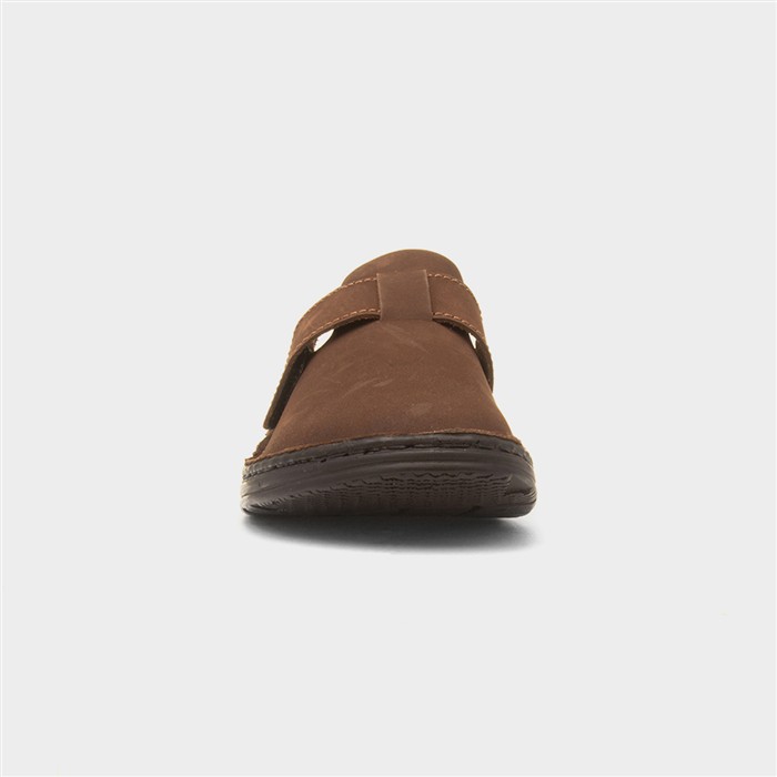 Edward Mens Brown Leather Mule Sandal