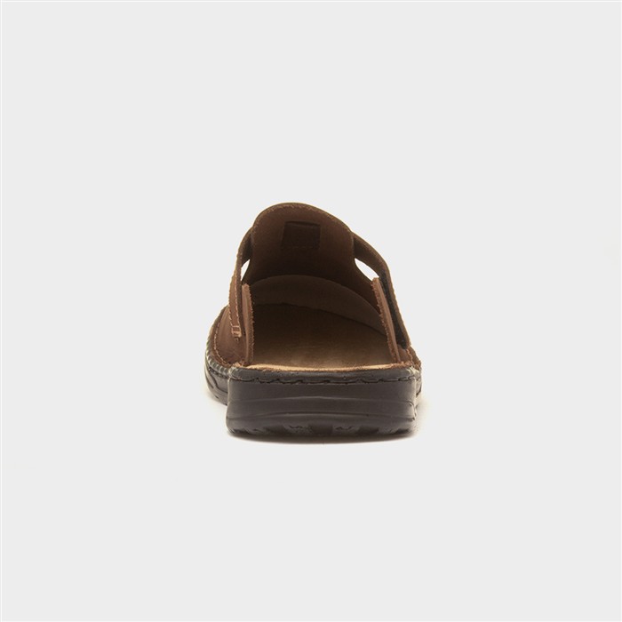 Edward Mens Brown Leather Mule Sandal