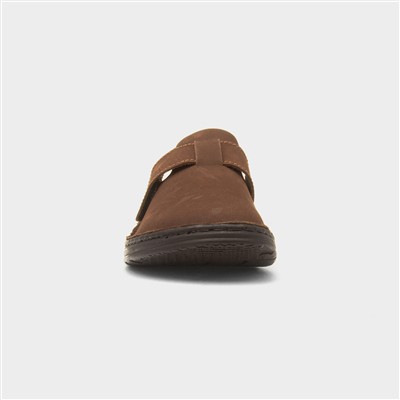 Edward Mens Brown Leather Mule Sandal