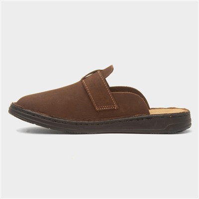Edward Mens Brown Leather Mule Sandal