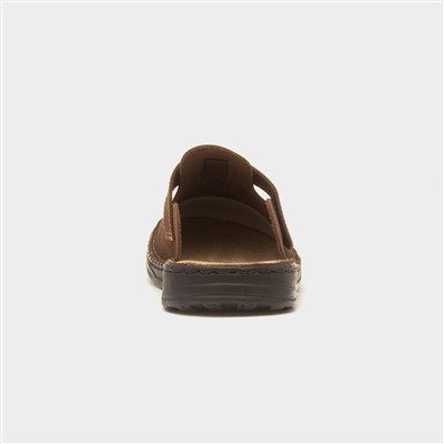 Edward Mens Brown Leather Mule Sandal