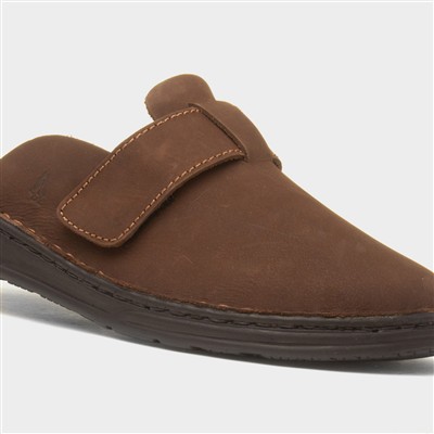 Edward Mens Brown Leather Mule Sandal