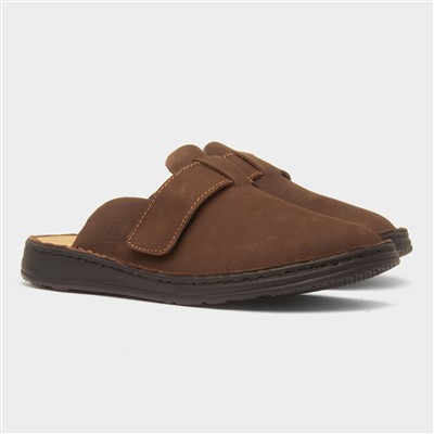 Edward Mens Brown Leather Mule Sandal