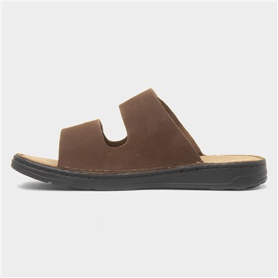 Eugene Mens Brown Leather Mule Sandal