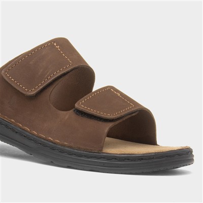 Eugene Mens Brown Leather Mule Sandal